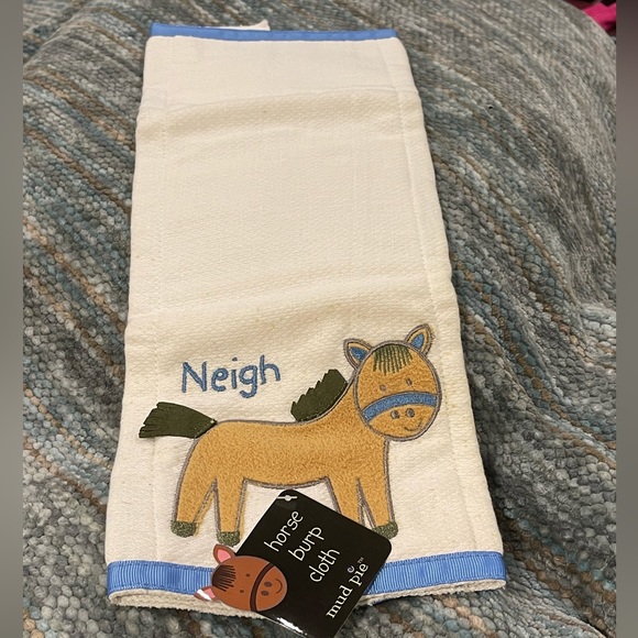Mud Pie - Baby Burp Pad Embroidered Horse Newborn - Baby Girl - Baby Boy - Picture 3 of 4